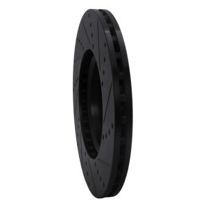 Audi A4 Brake Rotor (1) - Front Left - R1 Concepts - Drilled & Slotted - Black - `08-`25